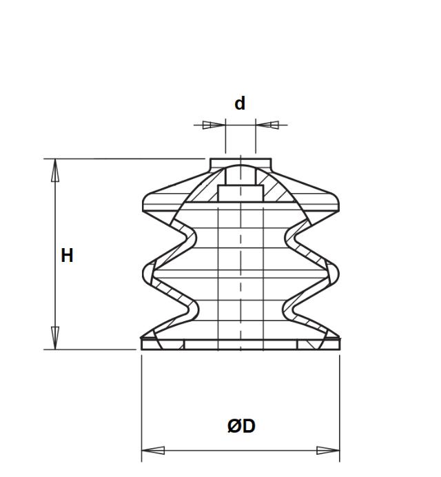 G Series, 2.5 Bellow Vacuum Cups with Silicone Foam Ring