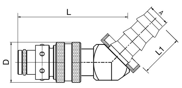 Coupling, 45° Push Lock Hose Tail