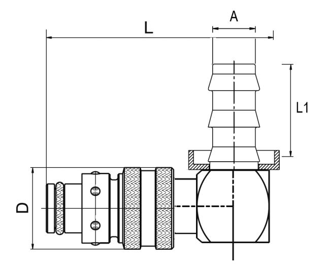 Coupling, 90° Push Lock Hose Tail