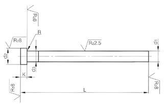 Ejector Pins, DIN 1530, Type AH - Hardened